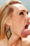 Rounded blonde European MILF Tanya Tate winning stream of cum on face outdoors