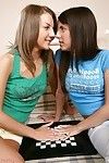 Lesbian teen girls Monica B. & Inna having satisfaction with a huge sextoy