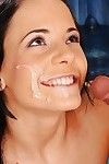 Brunette teen cutie benefits from group-fucked by an older guy in the bath