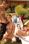 Charming european chicks have hard foursome having benefit from with big cocks outdoor