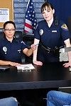Moist MILFs in cop uniform Dana Dearmond & Francesca Le fucking inmate