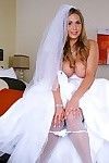 Hot bride Alanah Rae exposing huge bra buddies and stretching stockinged legs