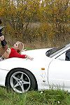 Sultry picked up wench gets fucked and jizzed over her jugs outdoor