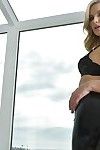 Moist babe Anikka Albrite sheds latex short skirt earlier than before toying pornstar ass