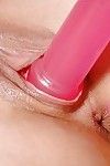 Fuckable blonde babe pleasing her holes with a pink sexual act appliance