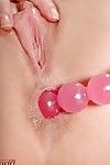 Fuckable blonde babe pleasing her holes with a pink sexual act appliance