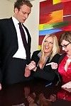 Double horny MILF are fond of hardcore butt fucking in the office