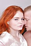 Pale skinned amateur redhead Barbara Babeurre fucked in hairy pussy