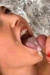 Petite slut gets penetrated with her panties on and takes cum in her mouth