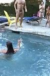 Babe gets fucked by group of perspired males and unconventional lesbians