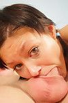 Tiny sexy brunette swallows enjoy a pro and nailed from rear