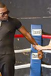 Arabelle raphael gets drilled by a gigantic ebony cock in the boxing