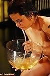 Chick sucks cock and drinks release pressure thru a straw