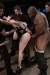 Hot babe gets tied up, punished and bonked by group of dick-holders