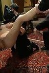 Babe accepts tied up and dug by group of dudes in bdsm orgy