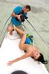 Race haired Nikki Rider removes her white bikini and takes cock in all the time hole on a boat