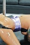 Busty stripper Mason Moore in purple boots  attains her wet big apple bottoms fucked by big cock