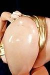 Sticky enormous boobed golden-haired Candy Manson takes off her tight golden body and attains anal fucked