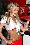 Shaggy fur pie blonde Bree Olson covered in red and white gets her arse stretched by thick dick