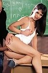 Tiny titted leggy euro chick Angelina Crow attains her asshole filled with heavy cock in the classroom