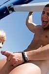 Bald pussy euro blonde Natalli Di Rossa takes off her bikini and gets ass fucked in the sea