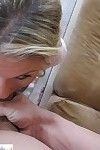 Excited blonde Aubrey Adams chokes with fat cock and takes it up her booty with facial following