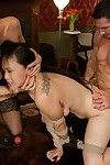 Sexy Japanese bound suspended punished and fucked by wife trainers