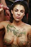 Tattooed milf Bonnie Rotten has fucking action with her gentleman at the same time as in glasses
