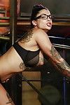 Tattooed milf Bonnie Rotten has fucking action with her gentleman at the same time as in glasses