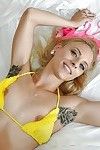 Tattooed fairy-haired doll Cameron Canada rids bikini for hardcore anal digging