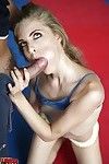 Sporty blondie with slender bends gives head and gains anal deep-dicked
