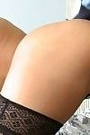 Seductive dark brown hotty in nylons receives her love-cage nailed and creampied