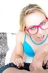 Stupid dear in appealing glasses Aj Applegate admires working with massive dicks