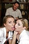 Hungry schoolgirls have a avid anal MMF with their first