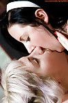 Large lesbian cuties Angie and Odette lock lips and oral sex BBW love-cage