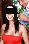 Charming darling got blindfolded and penetrated in her gazoo and entrance