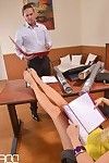 Leggy golden-haired banged in asshole in the office