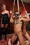 Sweaty dominant-bitch uses twofold slaves in enforced chastity for her approval