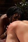 African female-dom benefits from her ebony waste worshiped by 2 white slaveboys