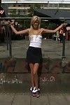 Pretty receives stripped, attached up and penetrated outdoor in public places