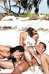 四个 野生的 婊子们 玩 奥运会 的 肛门 游戏 上 的 海滩