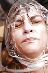 Horny milf Klarisa Leone receives wrapped by plastic bag and dug