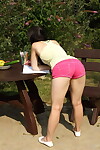 Skinny amateur Kristy Brown schlongs pencils and a cucumber up her smooth on top cunt