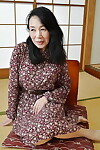 Tsuyako Miyataka widens her melodious wavy Eastern muff afterwards undressing