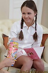 Teen Messalina complex with pigtails Lucy attains her chocolate hole licked and destroyed