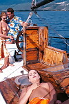 Nymphos Claudia Rossi & Maya Gold accept analized in a boat MMF