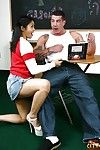 Young Chinese milf Mika Tan enjoys hardcore rimming in the classroom