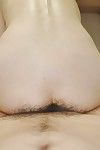 Oriental lady gives a fellatio with hirsute sack licking and acquires her hirsute cum-hole nailed