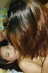 Sweet Chinese female-on-female has stimulating adventure with her teen partners