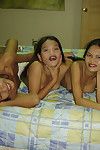 Sweet Chinese female-on-female has stimulating adventure with her teen partners